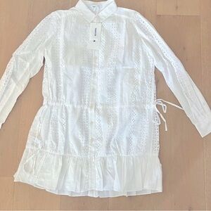 Thakoon Long Sleeve Cotton Eyelet Shirtdress Black Women's  NWT